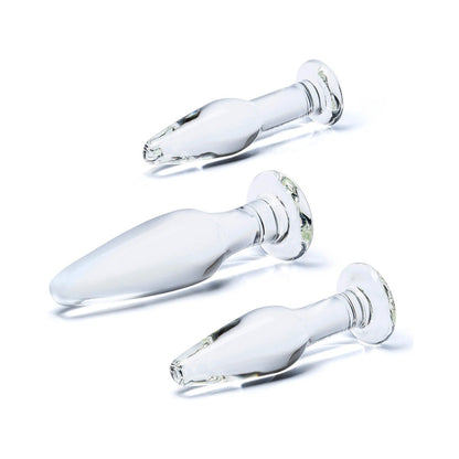 Electric Eel Glas 3-Piece Glass Anal Plug Training Set – Clear