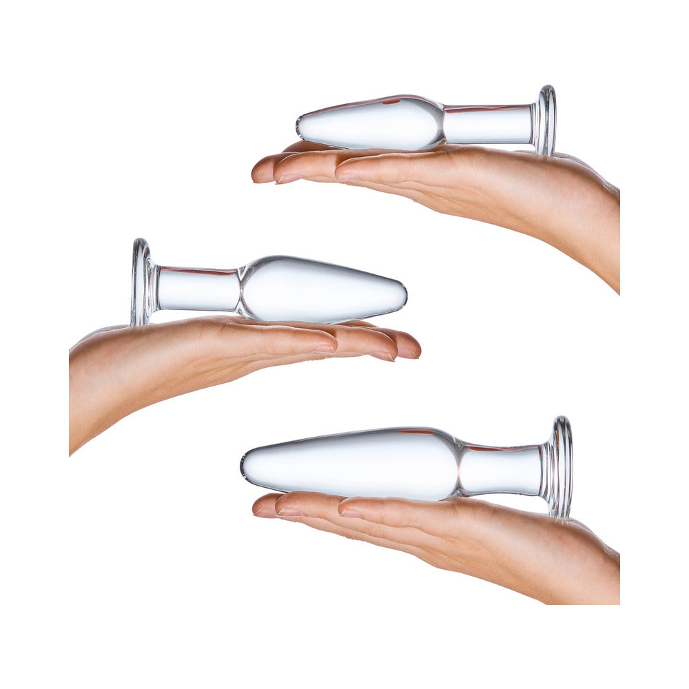 Electric Eel Glas 3-Piece Glass Anal Plug Training Set – Clear