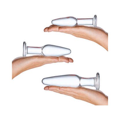 Electric Eel Glas 3-Piece Glass Anal Plug Training Set – Clear