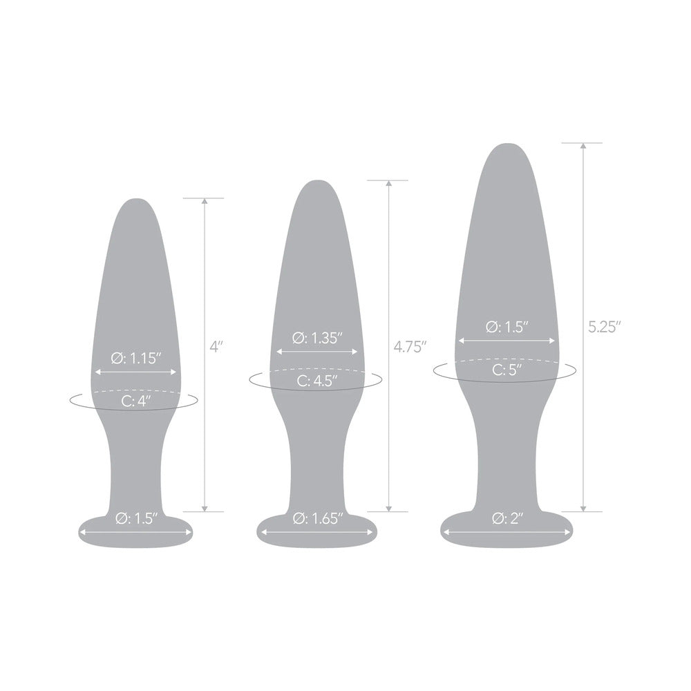 Electric Eel Glas 3-Piece Glass Anal Plug Training Set – Clear