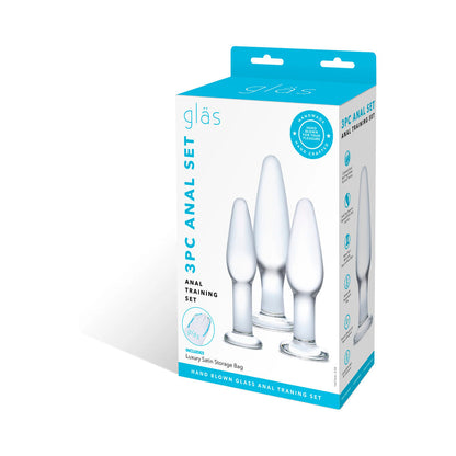 Electric Eel Glas 3-Piece Glass Anal Plug Training Set – Clear