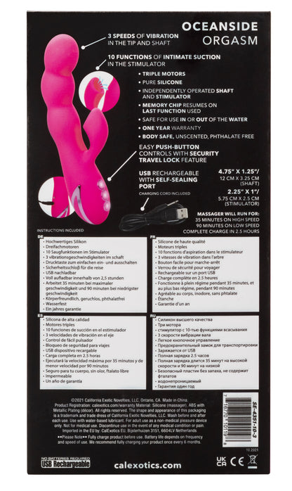 California Dreaming Oceanside Orgasm Massager – Pink with Multi-Function Suction and Vibration