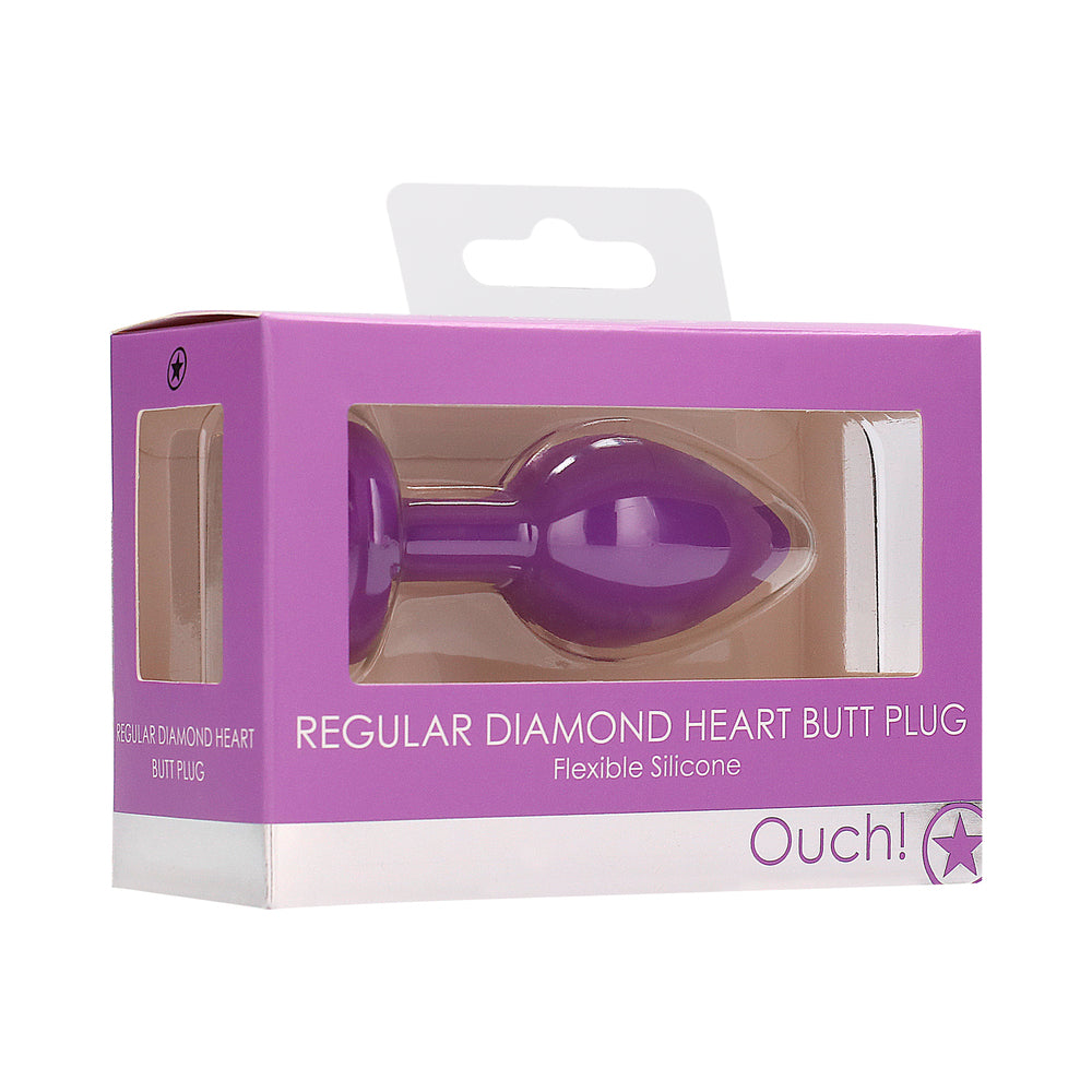 Ouch! Diamond Heart Butt Plug - Regular - Purple