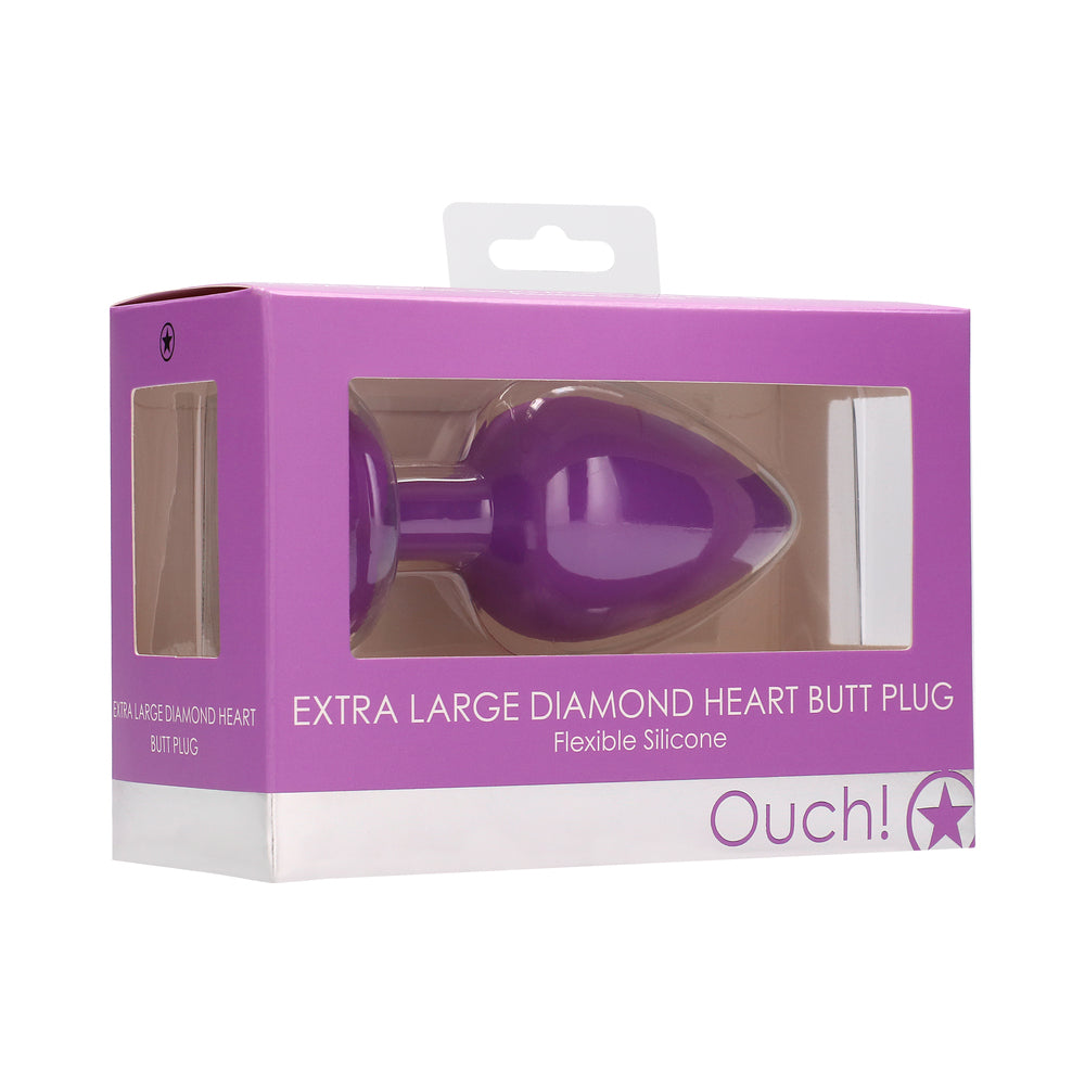 Ouch! Diamond Heart Butt Plug – Extra Large – Purple