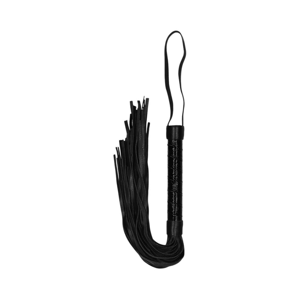 Ouch! Luxury Diamond-Patterned Flogger Whip – Black