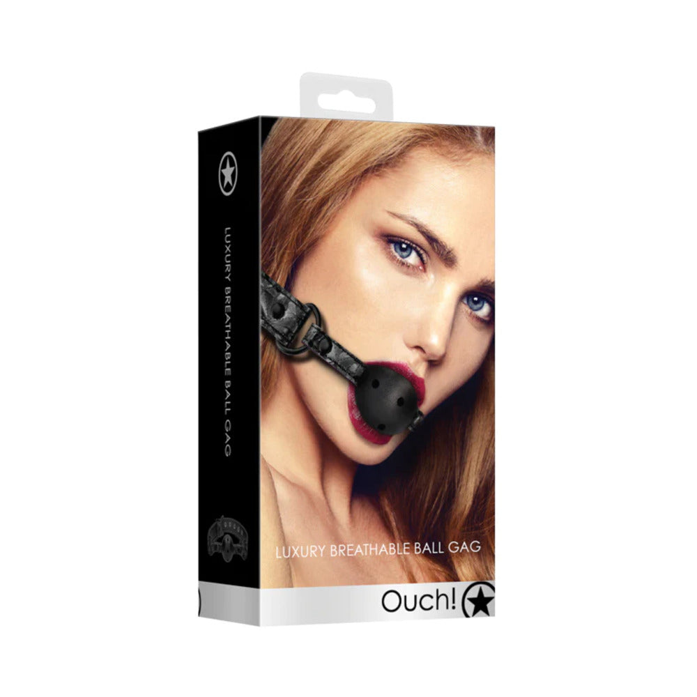 Ouch! Luxury Adjustable Breathable Ball Gag - Black