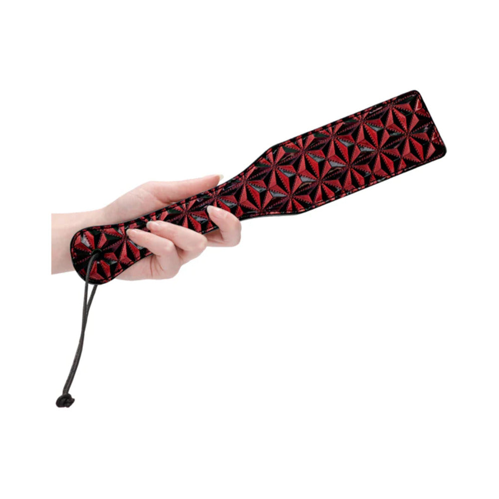 Ouch! Luxury Diamond-Patterned Paddle – Burgundy – 31.5 cm