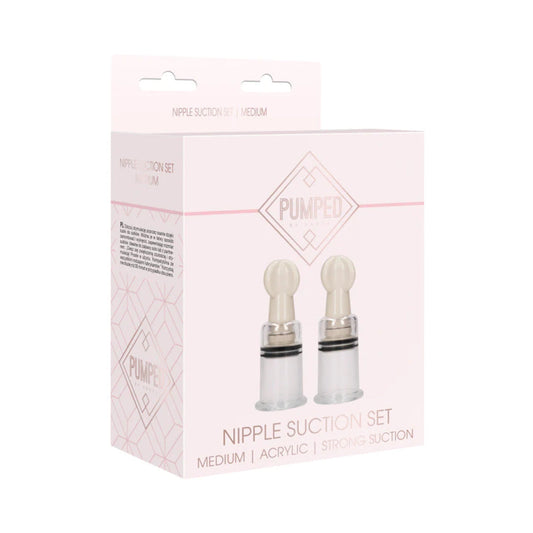 Pumped Nipple Suction Set Medium - Transparent Nipple Cups - Rose Gold