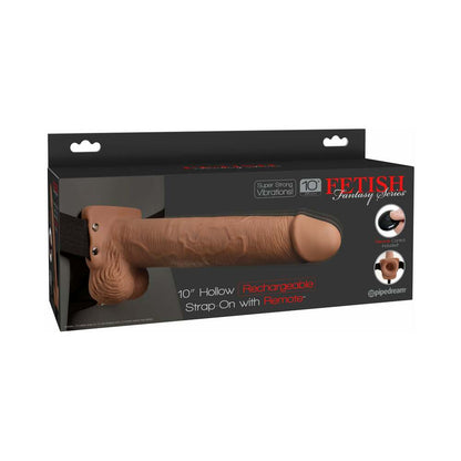 Pipedream Fetish Fantasy Series 10 in. Hollow Strap-On with Vibrations - Tan/Black