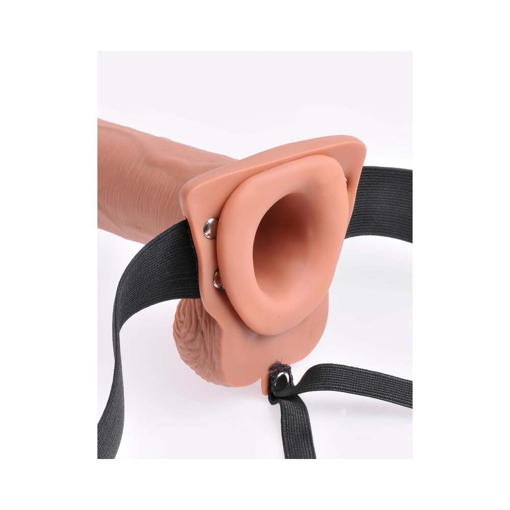 Pipedream Fetish Fantasy Series 10 in. Hollow Strap-On with Vibrations - Tan/Black