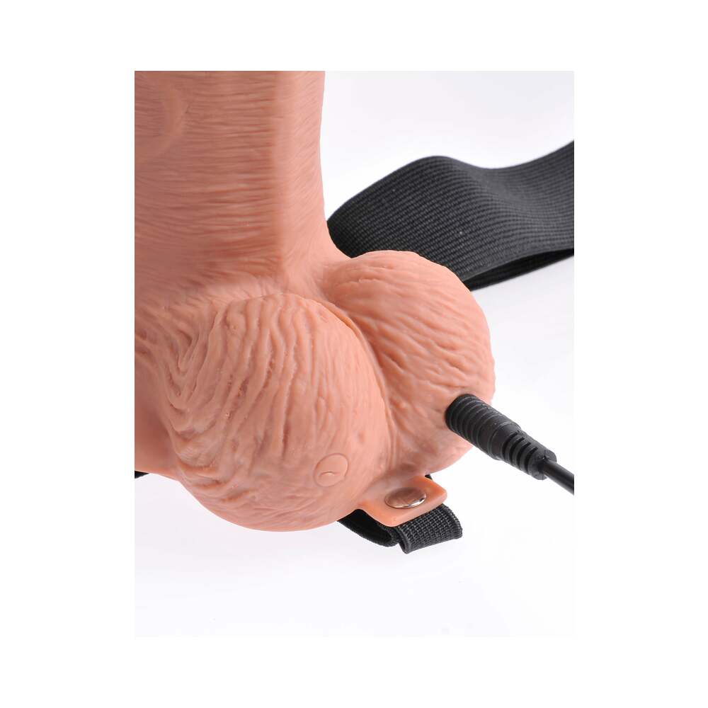 Pipedream Fetish Fantasy Series 10 in. Hollow Strap-On with Vibrations - Tan/Black