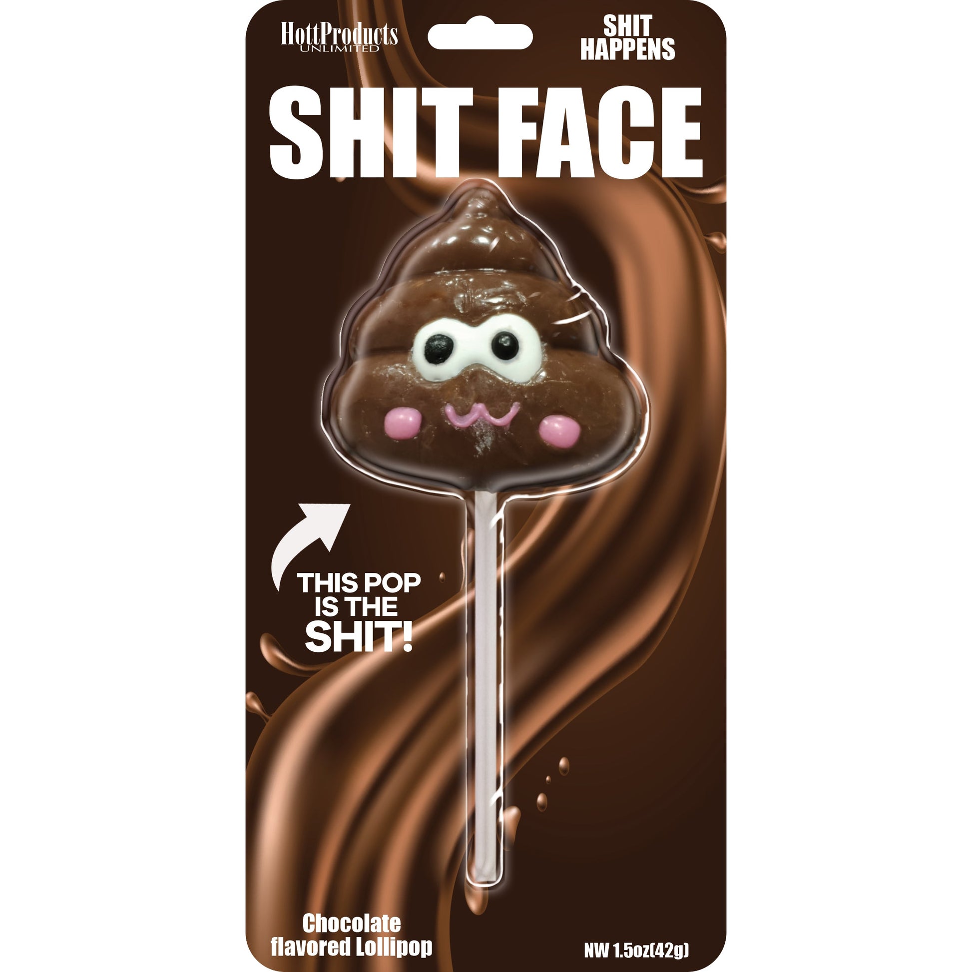 Hott Products Shit Face Chocolate Flavored Poop Pop – Chocolate Lollipop