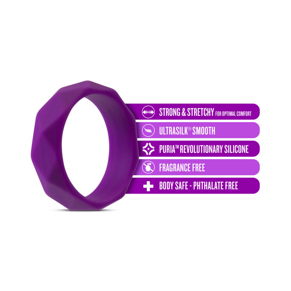 Blush Wellness Geo Silicone Cockring – Purple – Stretchy Design for Extended Play