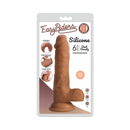 Curve Toys Easy Riders 6 in. Dual Density Silicone Dildo with Balls – Light