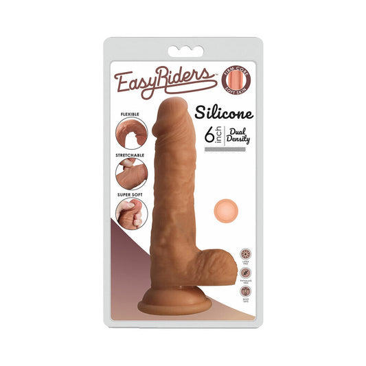 Curve Toys Easy Riders 6 in. Dual Density Silicone Dildo with Balls – Light