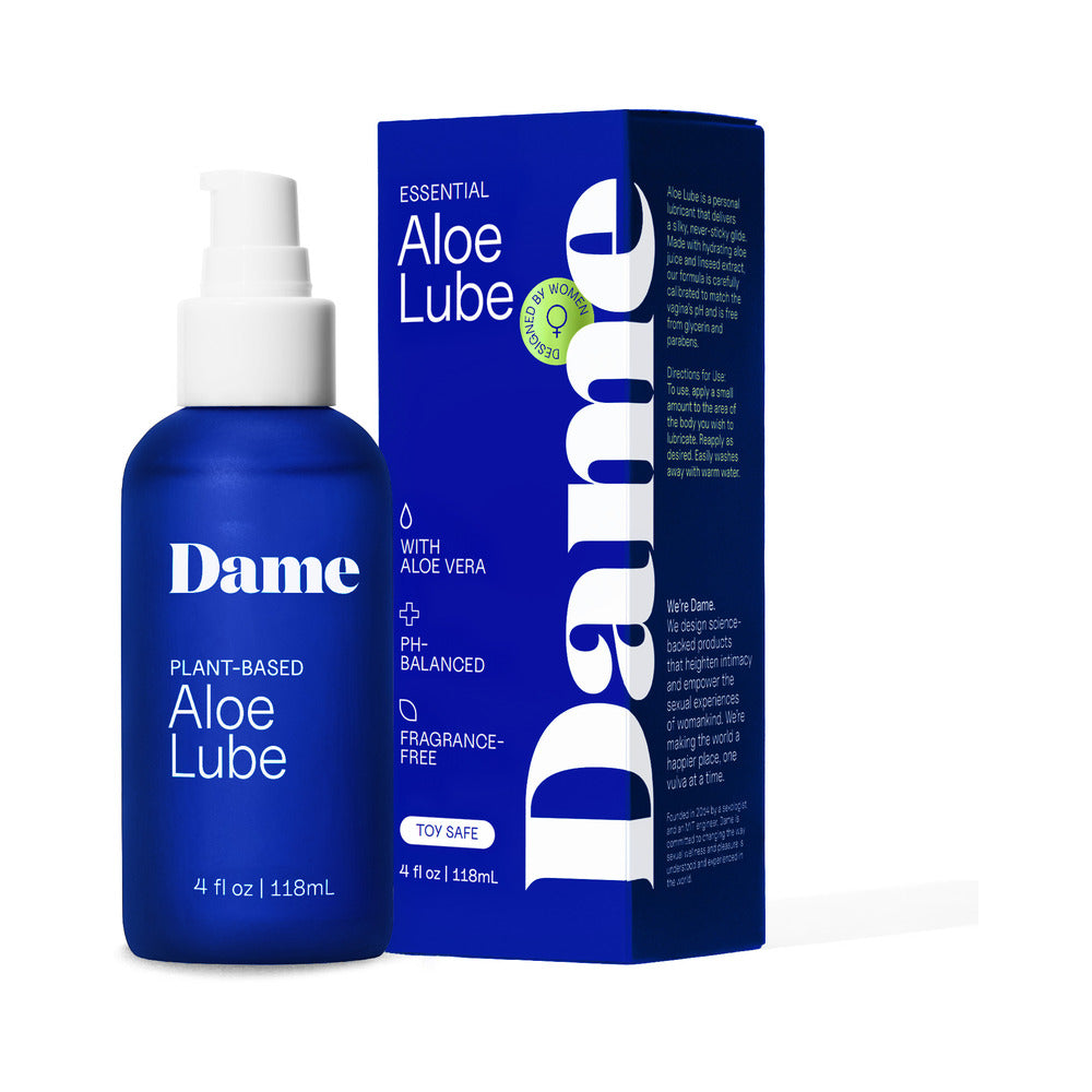 Dame Aloe Lube Personal Lubricant 4 oz - Clear - pH-Balanced and Toy-Safe