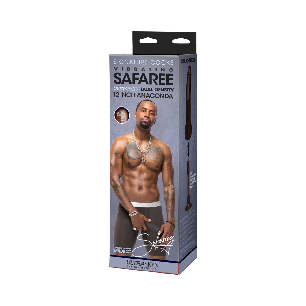 Doc Johnson Signature Cock Safaree Anaconda 12 in - Dark Brown