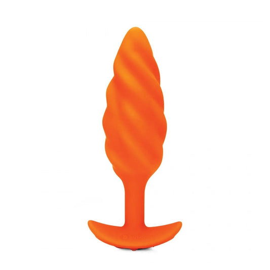 b-Vibe Swirl Rechargeable Vibrating Silicone Textured Anal Plug - Orange