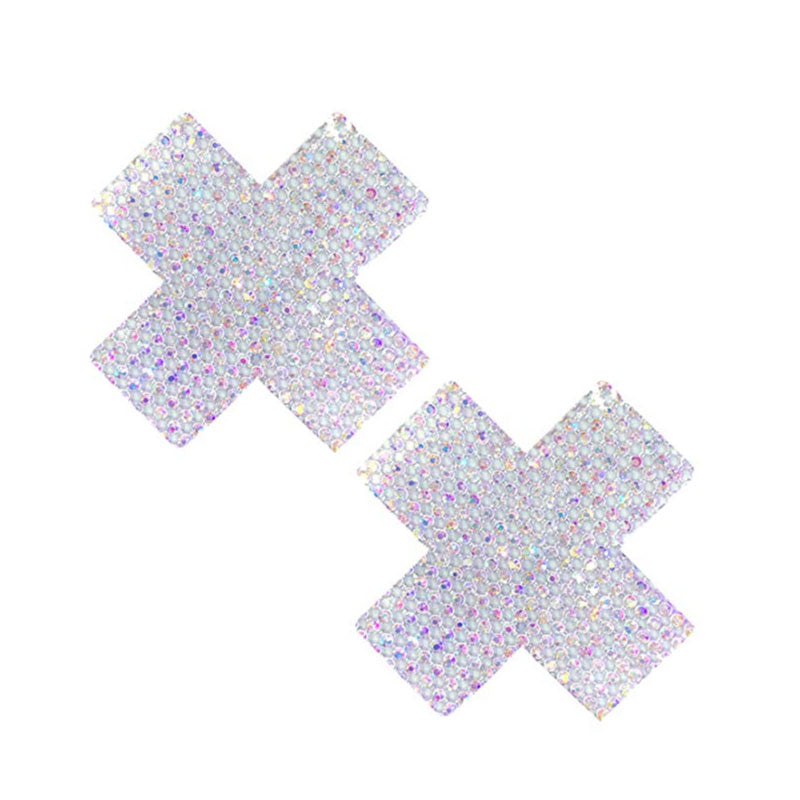 Neva Nude Crystal Silver Jewel Pasties - Multi-Color Self-Adhering Pasties