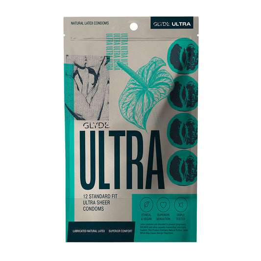 Glyde Ultra Standard Fit Condoms – Ultra Thin, 53mm, Clear