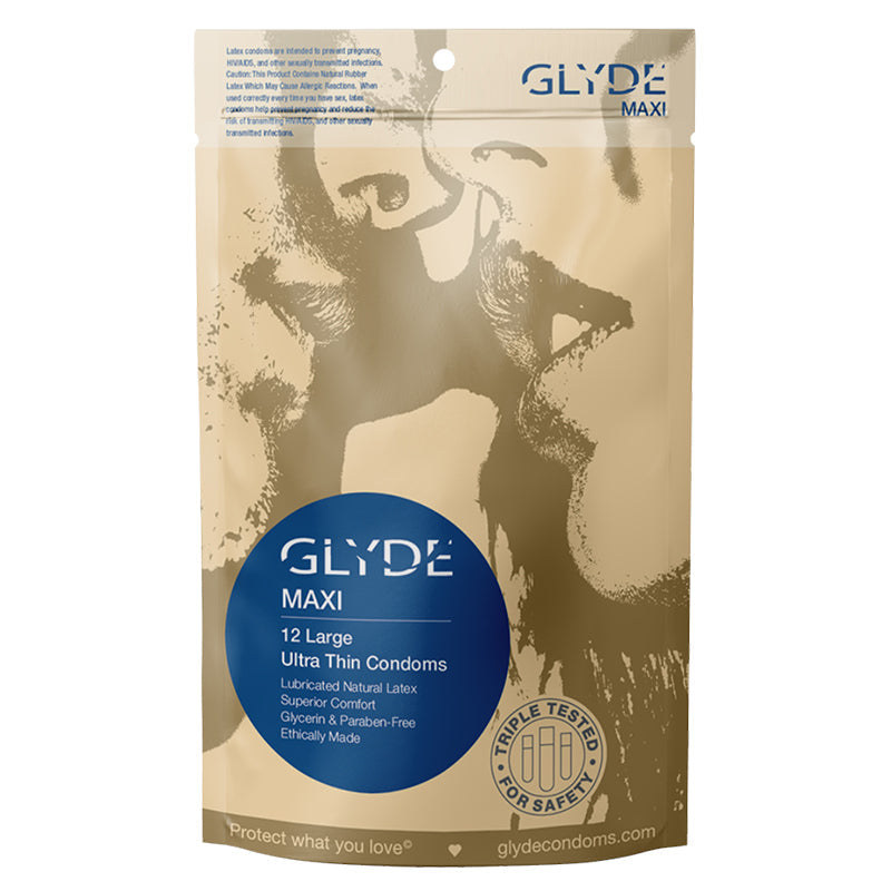 Glyde Maxi Large/XL Condoms – Ultra-Thin, Clear, 12 Pack