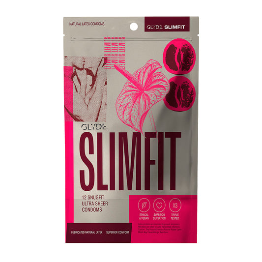 Glyde Slimfit Condoms - Snug-Fitting - Clear - 12pk