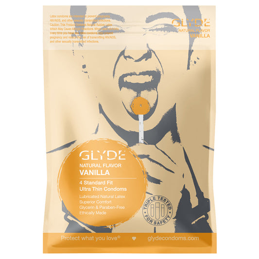 Glyde Ultra Organic Vanilla Flavored Condoms - Standard Fit - Clear