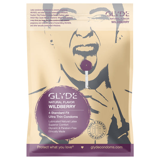 Glyde Ultra Wildberry Flavored Condoms – Standard Fit