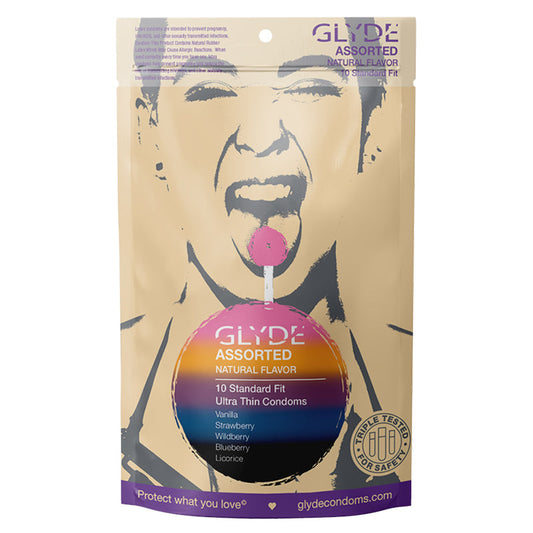 Glyde Ultra Organic Flavored Condom Sampler 10pk – Natural Fruit Flavors