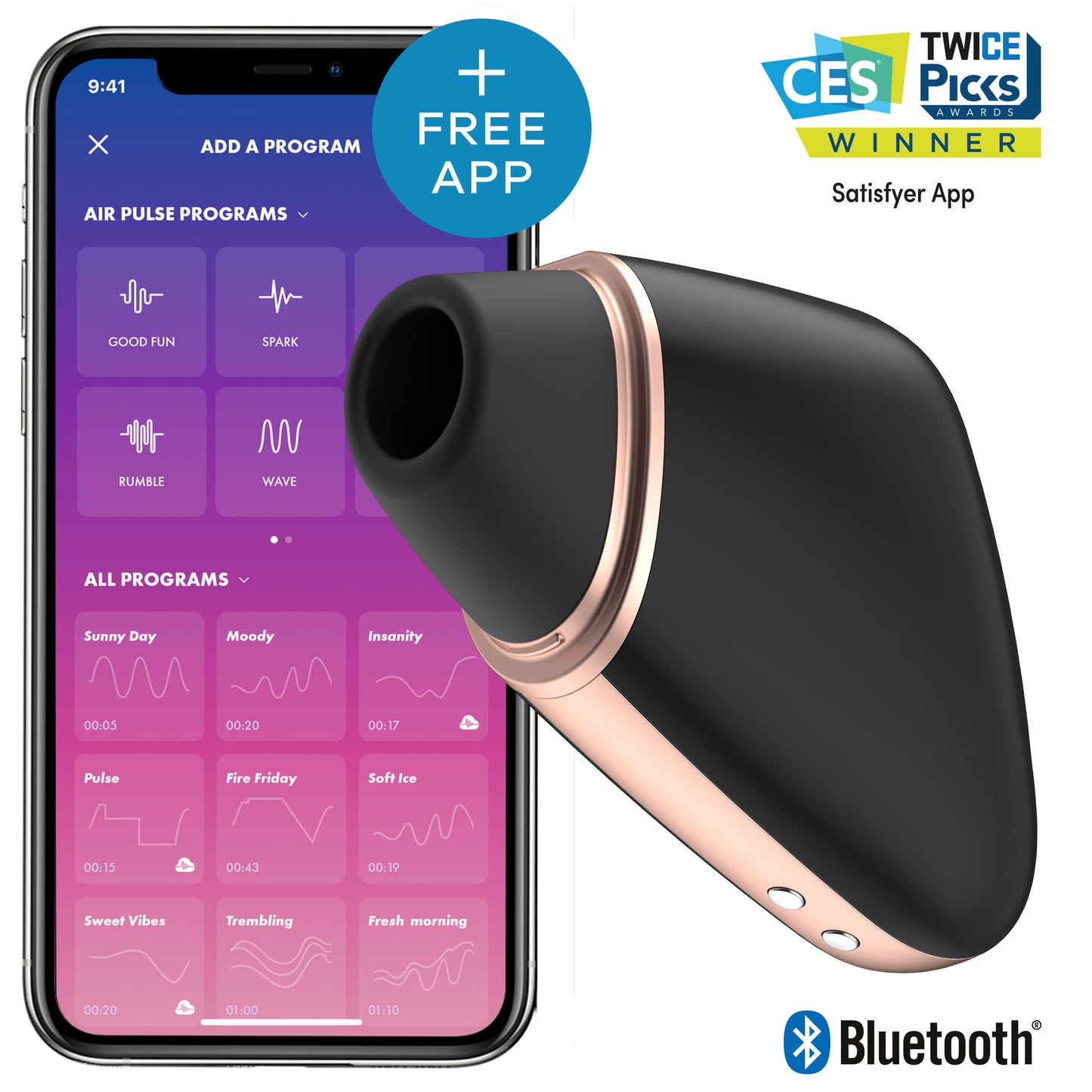 Satisfyer Love Triangle Clitoral Vibrator with Air-Pulse Technology - Black