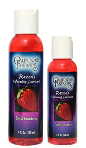 California Fantasies Razzels Warming Lubricant - Sinful Strawberry - 2.5 Oz Bottle