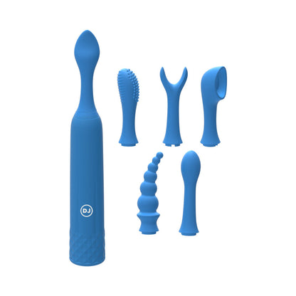 Doc Johnson iVibe Select iQuiver Petite Vibrator with 6 Interchangeable Heads - Periwinkle Blue