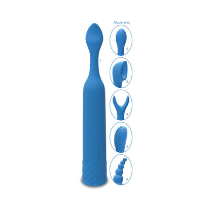 Doc Johnson iVibe Select iQuiver Petite Vibrator with 6 Interchangeable Heads - Periwinkle Blue
