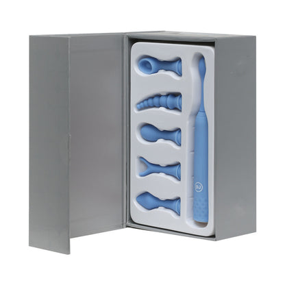 Doc Johnson iVibe Select iQuiver Petite Vibrator with 6 Interchangeable Heads - Periwinkle Blue