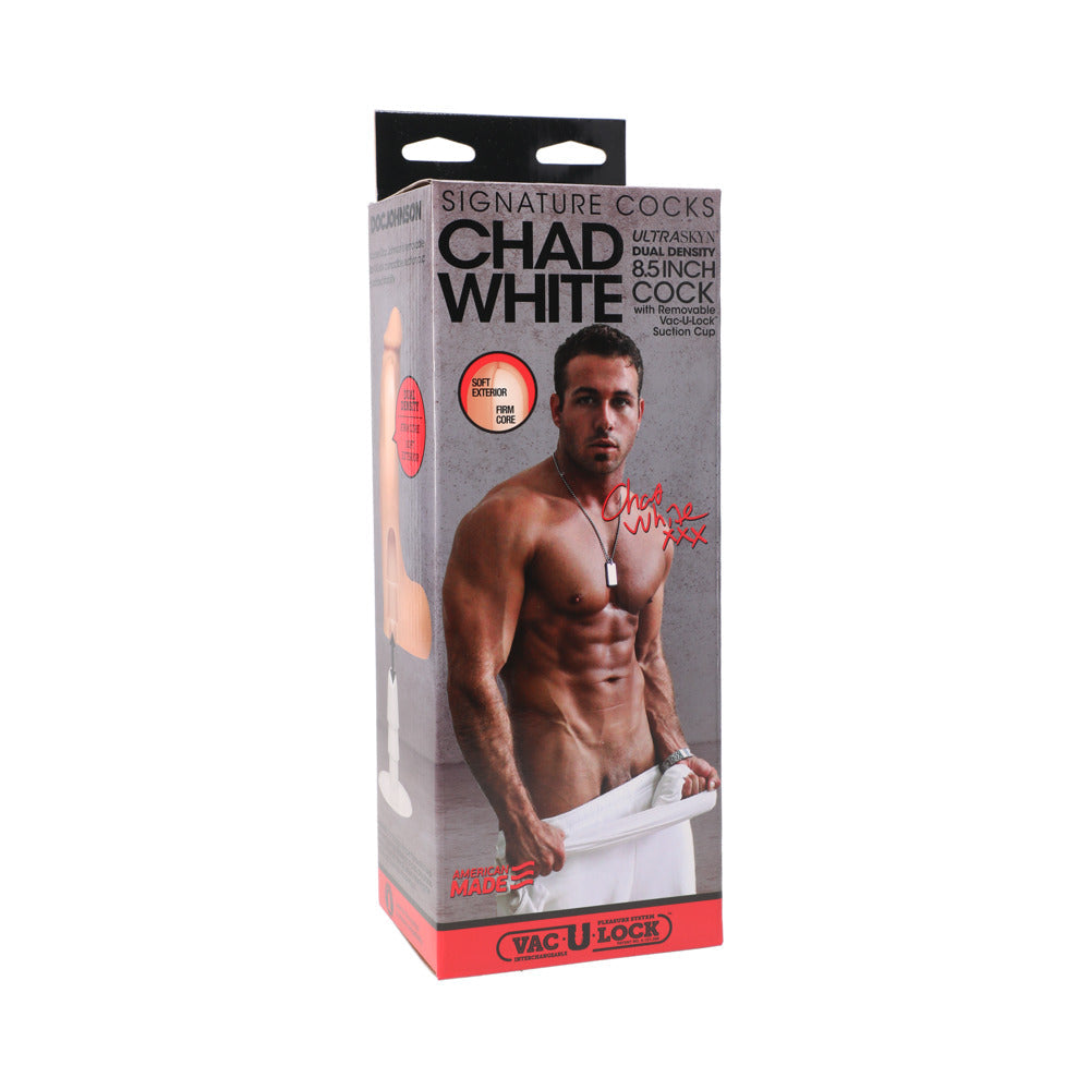 Doc Johnson Chad White 8.5 Inch ULTRASKYN Cock with Removable Vac-U-Lock Suction Cup - Vanilla