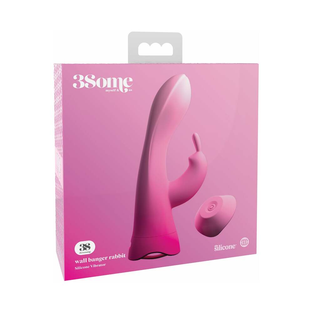 3Some Wall Banger Rabbit Vibrator – Multi-Function Silicone Toy with Suction Cup – Light Pink