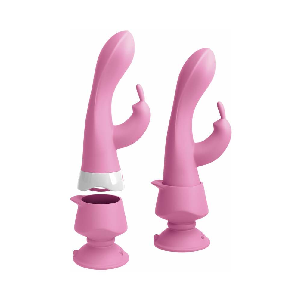 3Some Wall Banger Rabbit Vibrator – Multi-Function Silicone Toy with Suction Cup – Light Pink