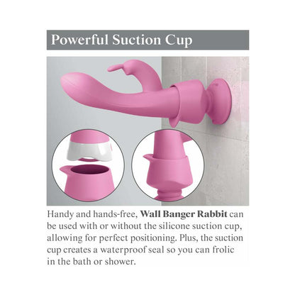 3Some Wall Banger Rabbit Vibrator – Multi-Function Silicone Toy with Suction Cup – Light Pink