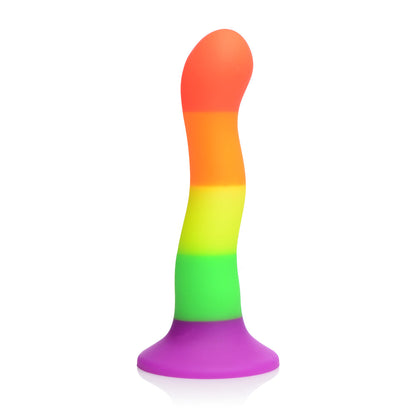 XR Brands Proud Rainbow Silicone Dildo with Harness and Vibrating Bullet