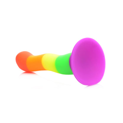 XR Brands Proud Rainbow Silicone Dildo with Harness and Vibrating Bullet