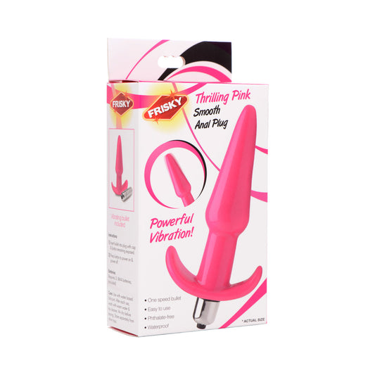 Frisky Thrilling Pink Smooth Anal Plug with Bullet Vibration