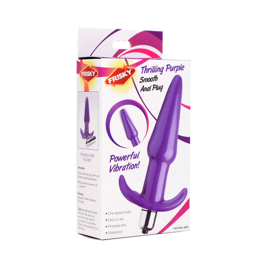 Frisky Thrilling Purple Smooth Anal Plug – Waterproof with Vibrating Bullet