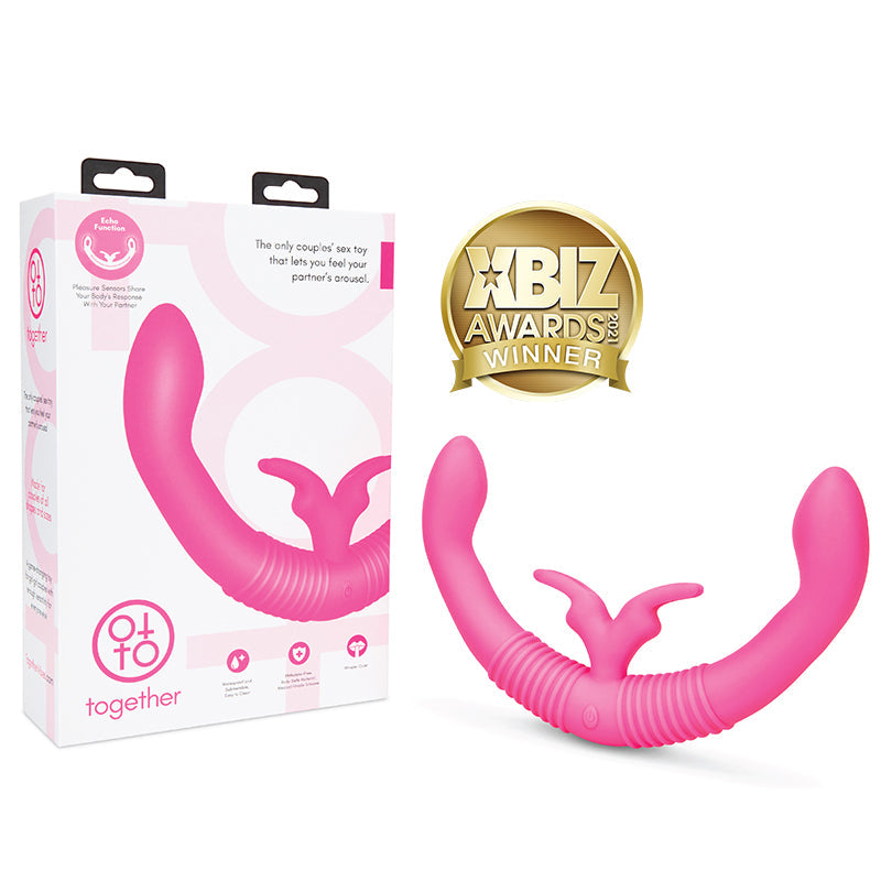 Together Couples Toy with Echo Function – Pink Dual Ended Rabbit Vibrator