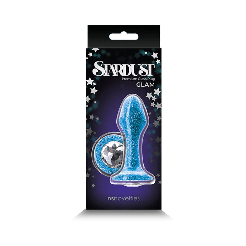 NS Novelties Stardust Glam Glass Plug with Gem Base – Blue