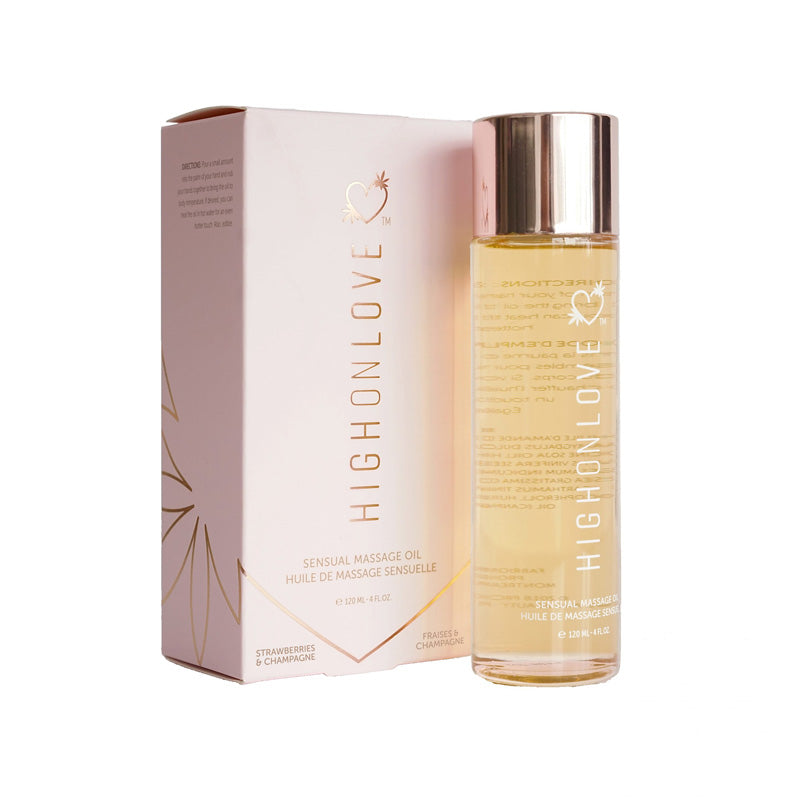 HighOnLove Massage Oil Strawberries & Champagne – Rose Gold – Nourishing Skin Oil