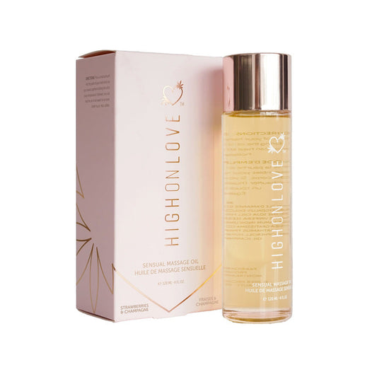 HighOnLove Massage Oil Strawberries & Champagne – Rose Gold – Nourishing Skin Oil
