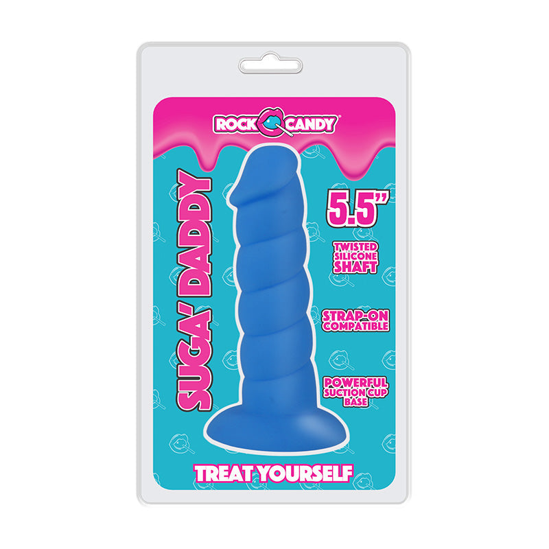 Rock Candy Sugar Daddy 5.5" Silicone Dildo with Suction Cup Base - Blue