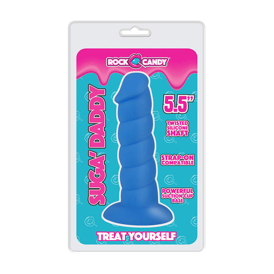 Rock Candy Sugar Daddy 5.5" Silicone Dildo with Suction Cup Base - Blue