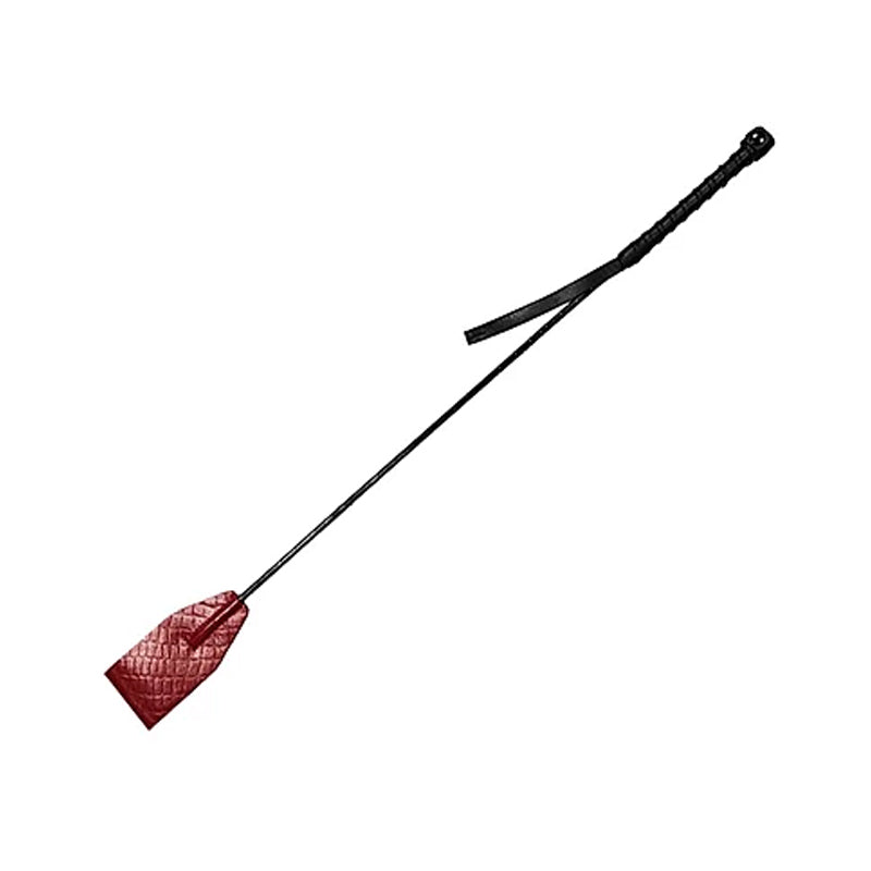 Rouge Garments Leather Riding Crop - Burgundy and Black with Hand Braided Shaft
