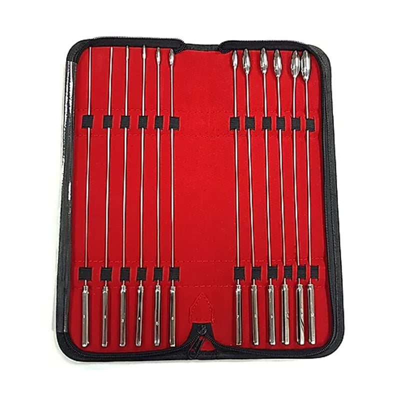 Rouge Garments Stainless Steel 12-Piece Rosebud Dilator Set – Red and Black